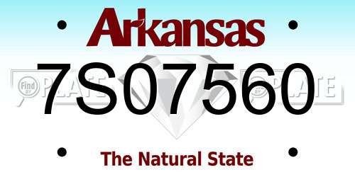 7S07560 Arkansas License Plate