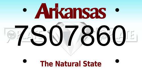 7S07860 Arkansas License Plate