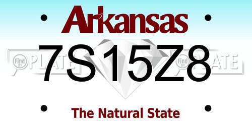 7S15Z8 Arkansas License Plate