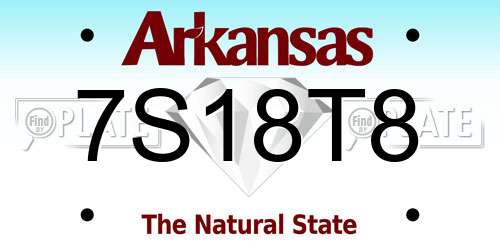 7S18T8 Arkansas License Plate
