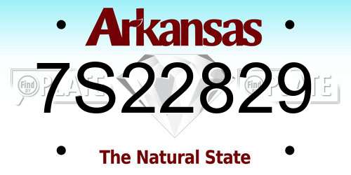 7S22829 Arkansas License Plate