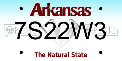 7S22W3 Arkansas License Plate