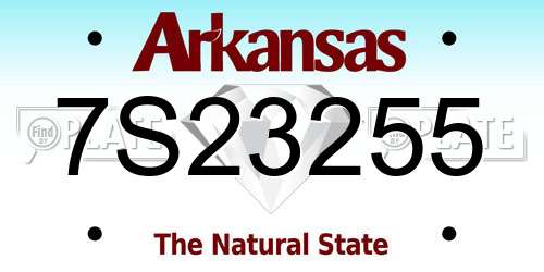 7S23255 Arkansas License Plate