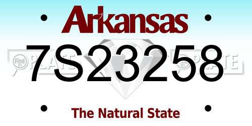 7S23258 Arkansas License Plate