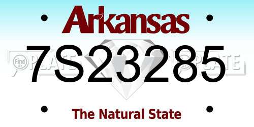 7S23285 Arkansas License Plate