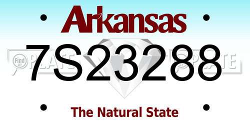 7S23288 Arkansas License Plate