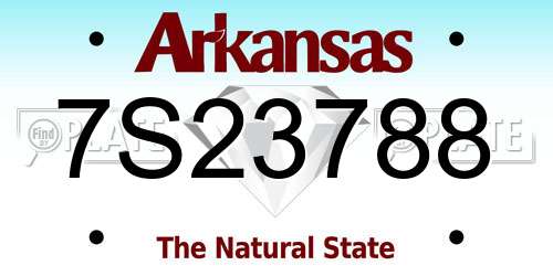 7S23788 Arkansas License Plate