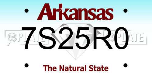 7S25R0 Arkansas License Plate