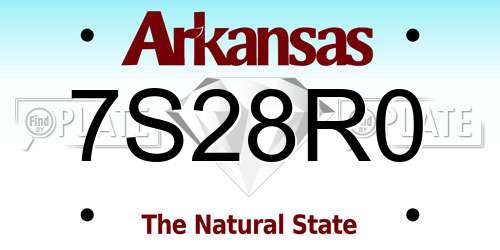 7S28R0 Arkansas License Plate