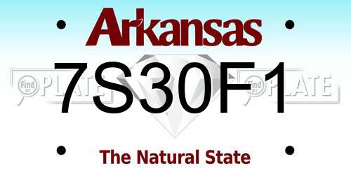 7S30F1 Arkansas License Plate