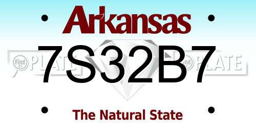 7S32B7 Arkansas License Plate