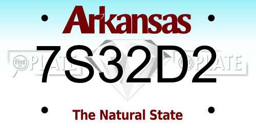 7S32D2 Arkansas License Plate
