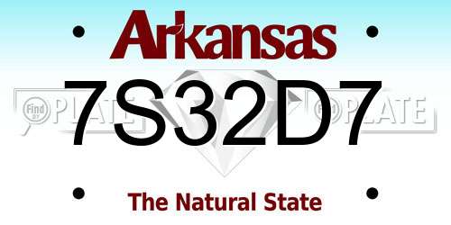 7S32D7 Arkansas License Plate