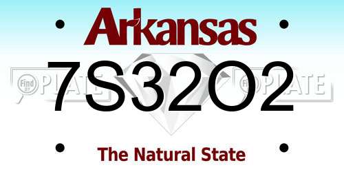 7S32O2 Arkansas License Plate