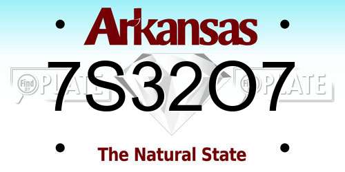 7S32O7 Arkansas License Plate