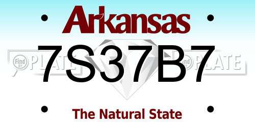7S37B7 Arkansas License Plate