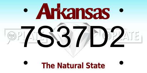 7S37D2 Arkansas License Plate