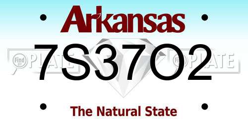 7S37O2 Arkansas License Plate