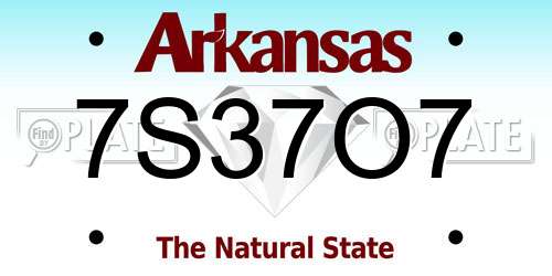 7S37O7 Arkansas License Plate