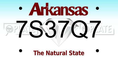 7S37Q7 Arkansas License Plate