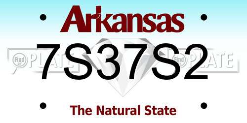 7S37S2 Arkansas License Plate