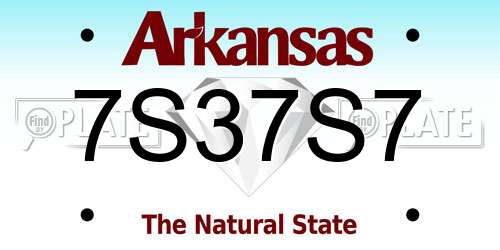 7S37S7 Arkansas License Plate