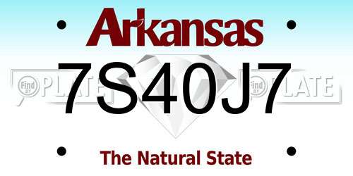 7S40J7 Arkansas License Plate