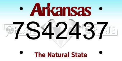 7S42437 Arkansas License Plate