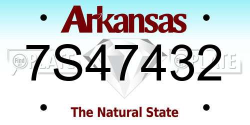 7S47432 Arkansas License Plate