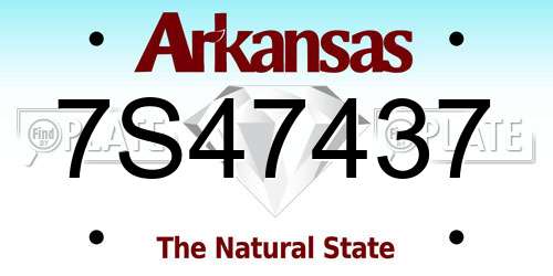 7S47437 Arkansas License Plate