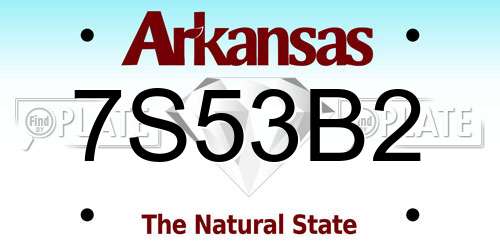 7S53B2 Arkansas License Plate