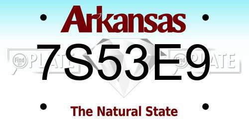 7S53E9 Arkansas License Plate