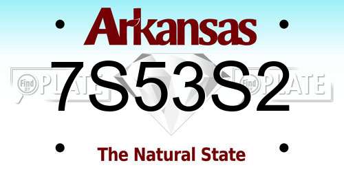7S53S2 Arkansas License Plate