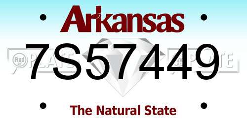 7S57449 Arkansas License Plate