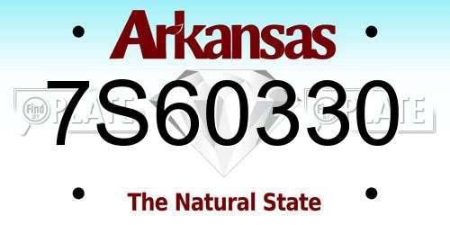 7S60330 Arkansas License Plate