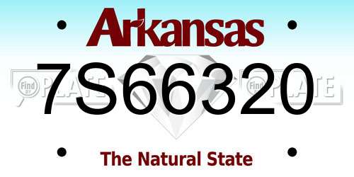 7S66320 Arkansas License Plate
