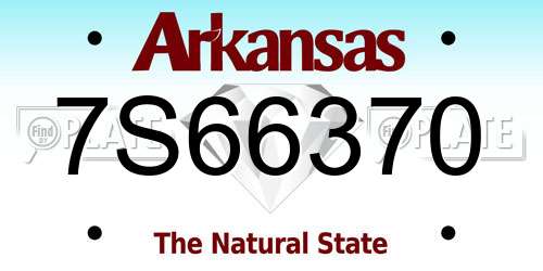 7S66370 Arkansas License Plate