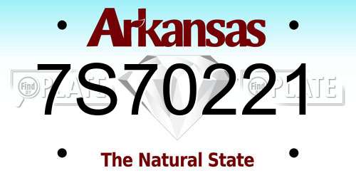 7S70221 Arkansas License Plate
