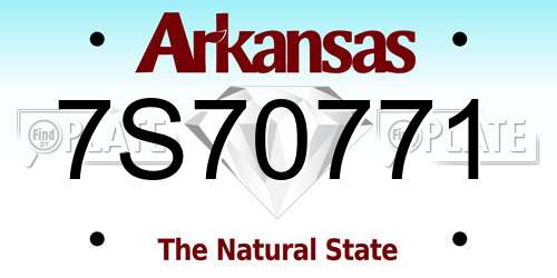7S70771 Arkansas License Plate