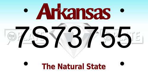 7S73755 Arkansas License Plate
