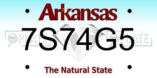 7S74G5 Arkansas License Plate