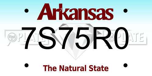 7S75R0 Arkansas License Plate