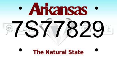 7S77829 Arkansas License Plate