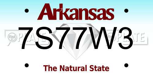 7S77W3 Arkansas License Plate