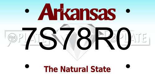 7S78R0 Arkansas License Plate