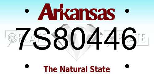 7S80446 Arkansas License Plate