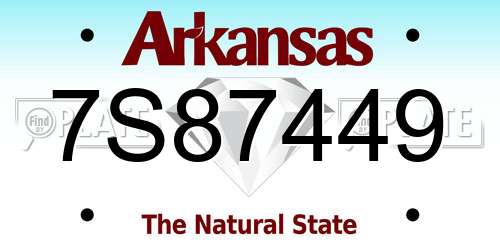 7S87449 Arkansas License Plate