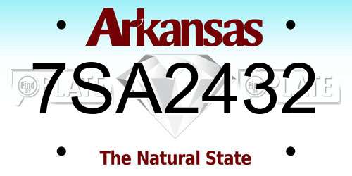 7SA2432 Arkansas License Plate