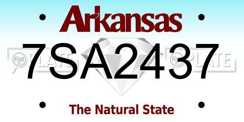 7SA2437 Arkansas License Plate