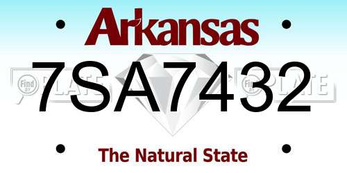 7SA7432 Arkansas License Plate